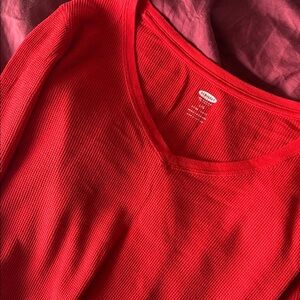 Old Navy Bright Red Long Sleeve V-Neck Top